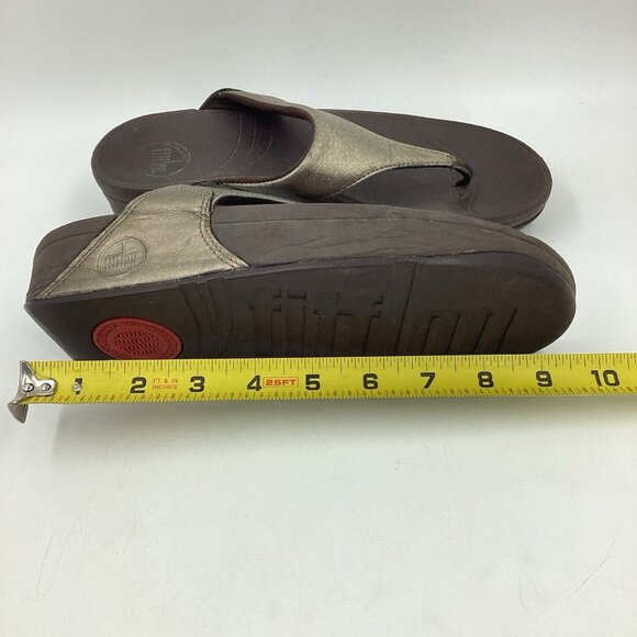 FitFlop Women’s Lulu Gold Toe-Post Slip On Platform Thong Sandals Size 6 - Picture 7 of 10